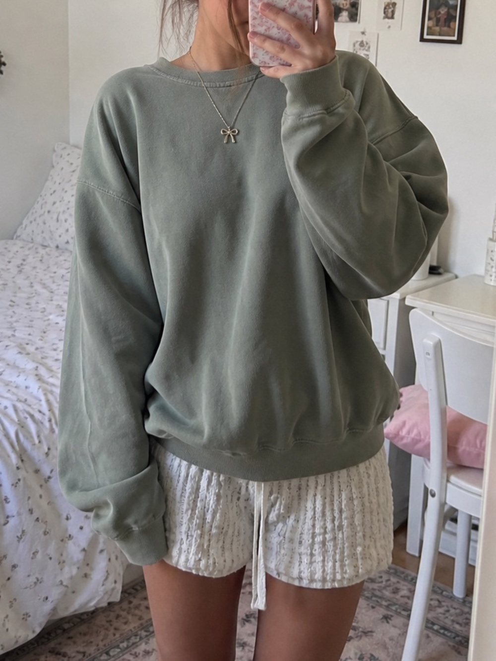 Brandy Melville Green Erica Oversized Sweatshirt